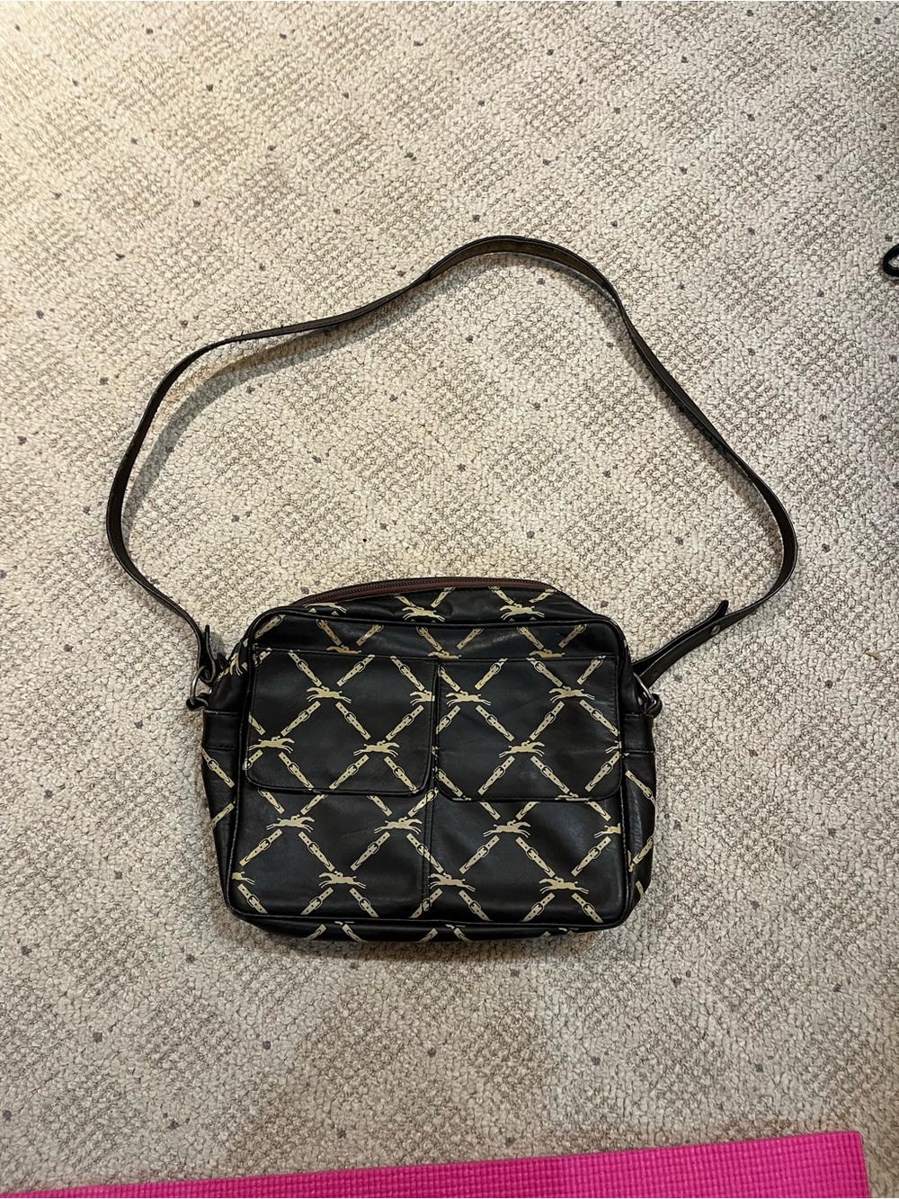 Longchamp Leather Horse Motif Crossbody Bag.